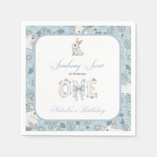 Somebunny Sweet 1st Birthday Spring Floral Invitat Serviette (Vorderseite)
