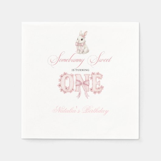 Somebunny Sweet 1st Birthday Spring Floral Invitat Serviette (Vorderseite)