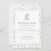 Somebunny Sweet Bunny 1st Birthday Spring Floral I Einladung (Vorderseite)