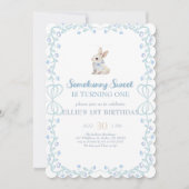Somebunny Sweet Bunny 1st Birthday Spring Floral I Einladung (Vorderseite)