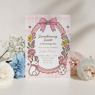 Somebunny Sweet Girls 1st Easter Spring Birthday Einladung