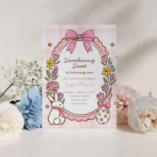 Somebunny Sweet Mädchen 1. Ostern Frühlings-Geburt Einladung