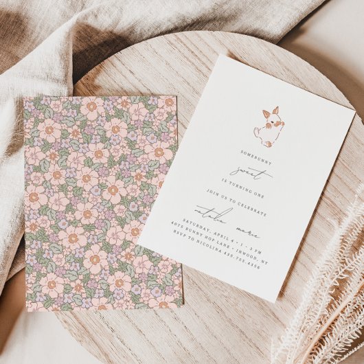 Somebunny Sweet Spring Ostermädchen 1. Geburtstag Einladung