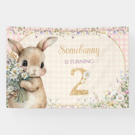 Somebunny wird 2 Geburtstagsbanner Banner (Horizontal)