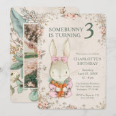 Somebunny wird drei 3. Geburtstagseinladung Einladung (Vorne/Hinten)