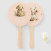 Somebunny wird ein Einladung Pfirsich Gingham Fächer (Vorne und Hinten)