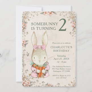 Somebunny wird Zwei 2. Geburtstagseinladung Einladung