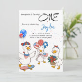 Somegoose Is Turning ONE 1st Birthday Party Einladung (Stehend Vorderseite)