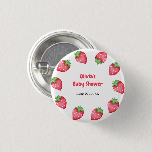 Someone Berry Sweet Strawberry Baby Shower Favor  Button (Vorne & Hinten)
