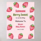 Someone Berry Sweet Strawberry Baby Shower Welcome Poster (Vorne)