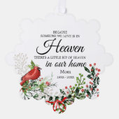 Someone In Heaven Cardinal Greenery Photo Ornament Karte (Vorderseite)