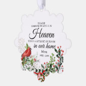 Someone In Heaven Cardinal Greenery Photo Ornament Karte (Linke Ecke)