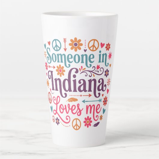 Someone in Indiana Loves Me Boho Hippie Design Milchtasse (Vorderseite)