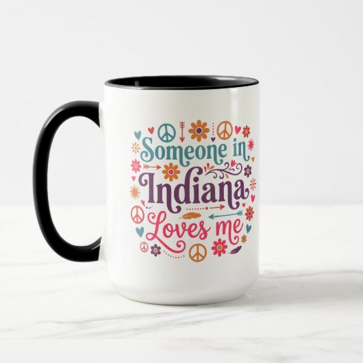 Someone in Indiana Loves Me Boho Hippie Design Tasse (Links)