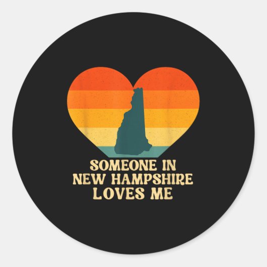 Someone In New Hampshire Loves Me Nh Us State Retr Runder Aufkleber (Vorderseite)