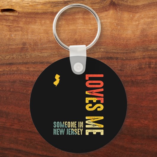 Someone In New Jersey Loves Me Clic Retro State Schlüsselanhänger (Vorderseite)