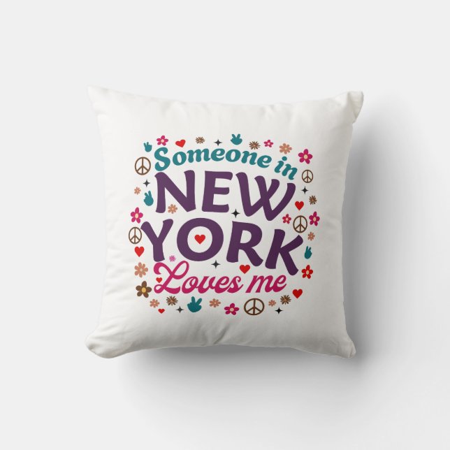 Someone in New York Loves Me Retro Funny Design Kissen (Vorderseite)