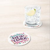 Someone in New York Loves Me Retro Funny Design Runder Pappuntersetzer (Vor Ort)