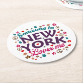 Someone in New York Loves Me Retro Funny Design Runder Pappuntersetzer (Angewinkelt)