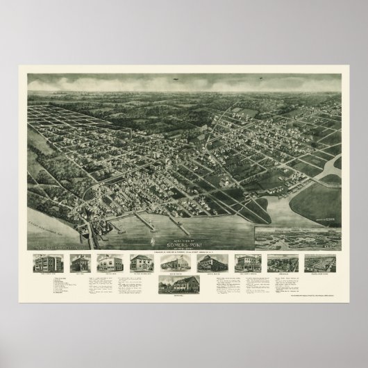 Somers-Point, NJ Panoramic Map - 1925 Poster (Vorne)