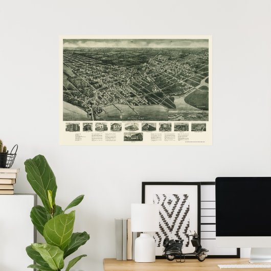 Somers-Point, NJ Panoramic Map - 1925 Poster (Heimbüro)