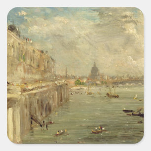 Somerset-Haus-Terrasse von Waterloo-Brücke, c.181 Quadratischer Aufkleber
