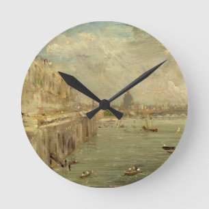 Somerset-Haus-Terrasse von Waterloo-Brücke, c.181 Runde Wanduhr
