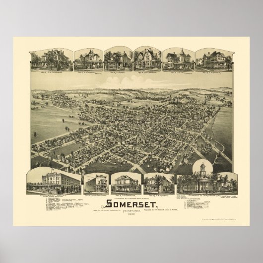 Somerset, PA Panoramic Map - 1900 Poster (Vorne)