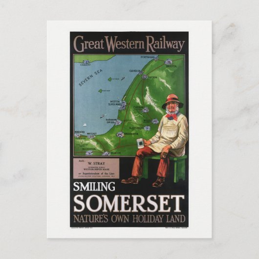 Somerset UK Vintage Poster 1940 Postkarte (Vorderseite)