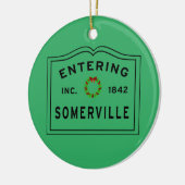 Somerville, MA Holiday Wreath Keramik Ornament (Links)