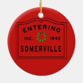 Somerville, MA Holiday Wreath Keramik Ornament (Hinten)