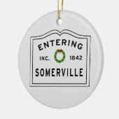 Somerville, MA Holiday Wreath Keramik Ornament (Links)