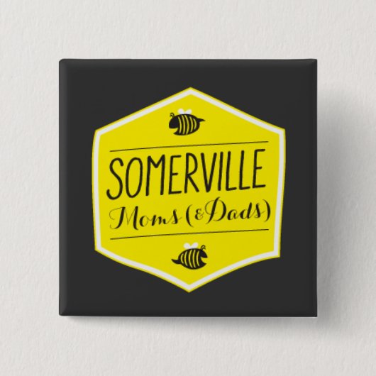 Somerville-Mama-Logo-Knopf-Schwarzes Button (Vorderseite)