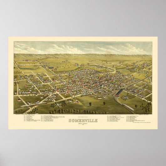 Somerville, NJ Panoramic Map - 1882 Poster (Vorne)