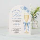 Something Blue Before I Do Bow Bridal Shower Einladung (Stehend Vorderseite)