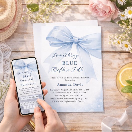 Something blue before I do bow Bridal Shower Einladung
