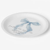 Something Blue Before I Do Bow Bridal Shower Pappteller (Schrägansicht)