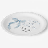 Something Blue Before I Do Bow Bridal Shower Pappteller (Schrägansicht)