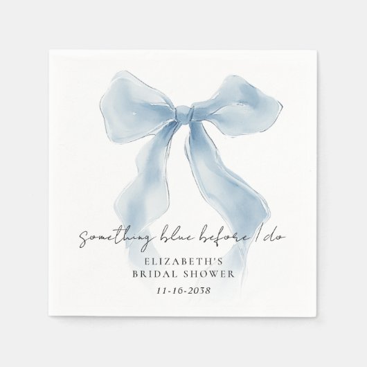 Something Blue Before I Do Bow Bridal Shower Serviette (Vorderseite)