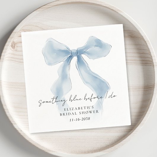 Something Blue Before I Do Bow Bridal Shower Serviette
