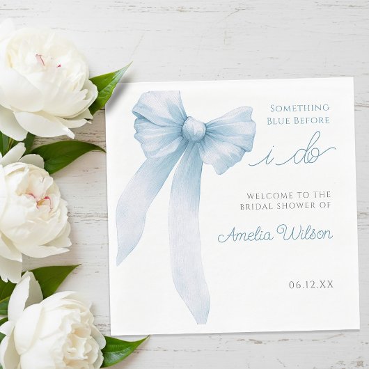 Something Blue Before I Do Bow Bridal Shower Serviette