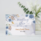 Something Blue Before I Do Bridal Shower Floral Dankeskarte (Stehend Vorderseite)