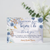 Something Blue Before I Do Bridal Shower Floral Dankeskarte (Stehend Vorderseite)