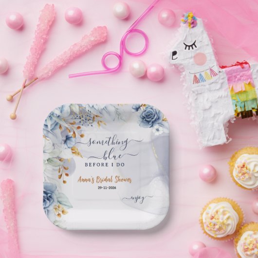 Something Blue Before I Do Bridal Shower Party Pappteller (Party)