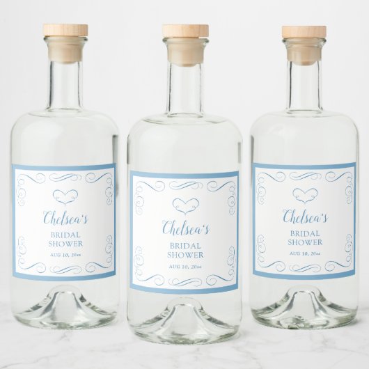 Something Blue Before I Do Elegant Bridal Shower Alkoholflaschenetikett (Flaschen)