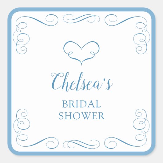 Something Blue Before I Do Elegant Bridal Shower Quadratischer Aufkleber (Vorderseite)