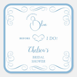 Something Blue Before I Do Elegant Bridal Shower  Quadratischer Aufkleber