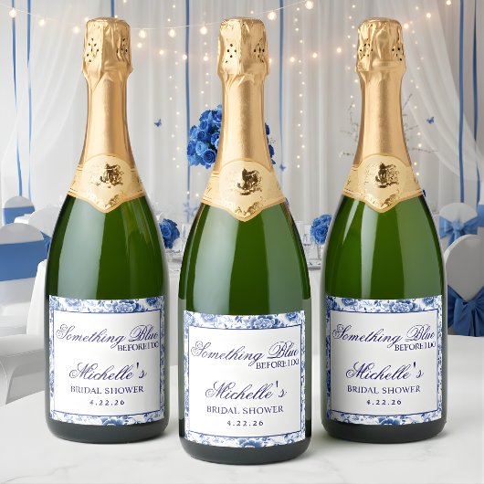 Something Blue Before I Do Floral Bridal Shower  Schaumweinetikett