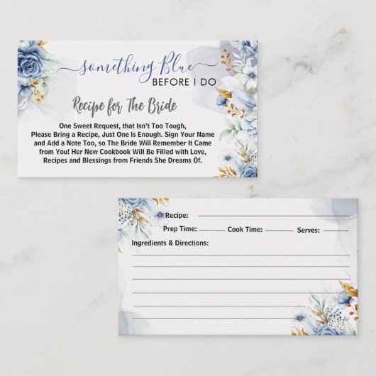 Something Blue Before I do floral Recipe Begleitkarte (Vorne/Hinten)
