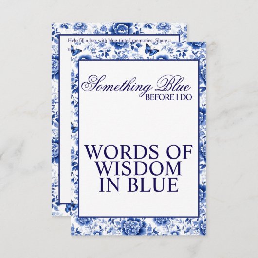 Something Blue Before I Do Florale Brautparty  Begleitkarte (Vorne/Hinten)